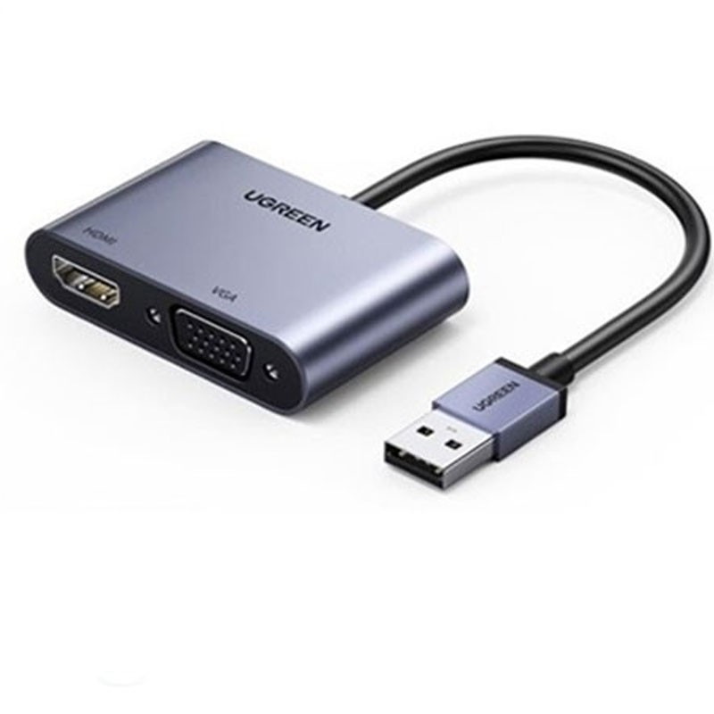 Cáp chuyển đổi USB 3.0 sang HDMI + VGA 1080P/60Hz Ugreen 20518 cao cấp Ugreen 20518